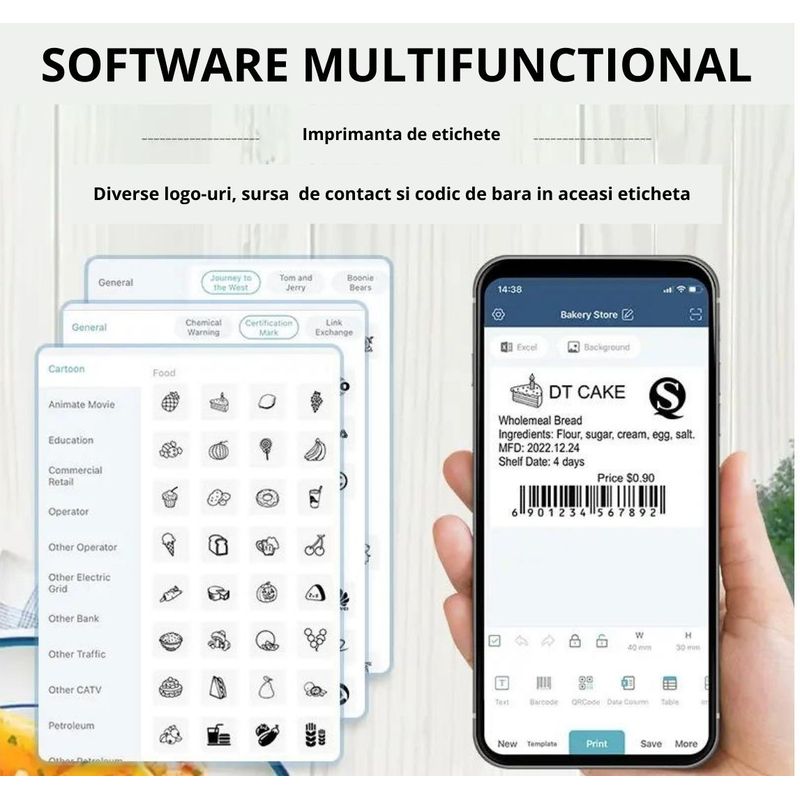 PC, gaming si accesorii - Imprimante, scanere & consumabile - Imprimante - Imprimante termice - Imprimanta termica pentru etiquete de 57 mm bleomaren Detonger respectuoasa cu mediul ambient - Infinity.ro