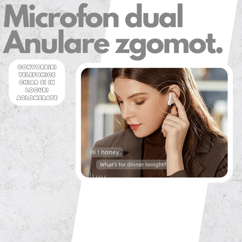 TV, Audio-Video si Foto - Portabile audio - Casti audio - Casti Wireless In Ear, Danesso®, Bluetooth, Ecran Touch Screen Inteligent, Control Aplicatii, Afisare Notificari, Alb - Infinity.ro