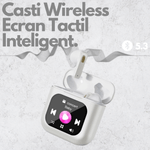 TV, Audio-Video si Foto - Portabile audio - Casti audio - Casti Wireless In Ear, Danesso®, Bluetooth, Ecran Touch Screen Inteligent, Control Aplicatii, Afisare Notificari, Alb - Infinity.ro
