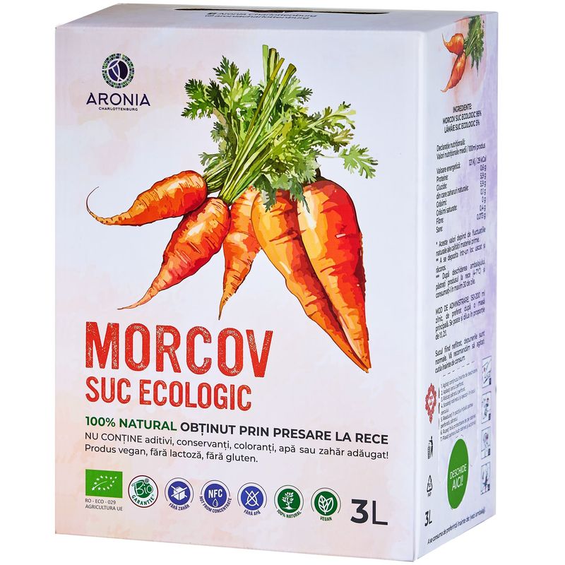 Market - Bauturi - Bauturi non-alcoolice - Bauturi necarbogazoase - Suc de morcovi 100% natural si ecologic la 3L (RO-ECO-029) - Infinity.ro