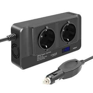 Invertor de tensiune portabil de la priza auto 12V la Priza  Dubla 220W, Putere 400w, 4 x USB, Afisaj digital, Negru
