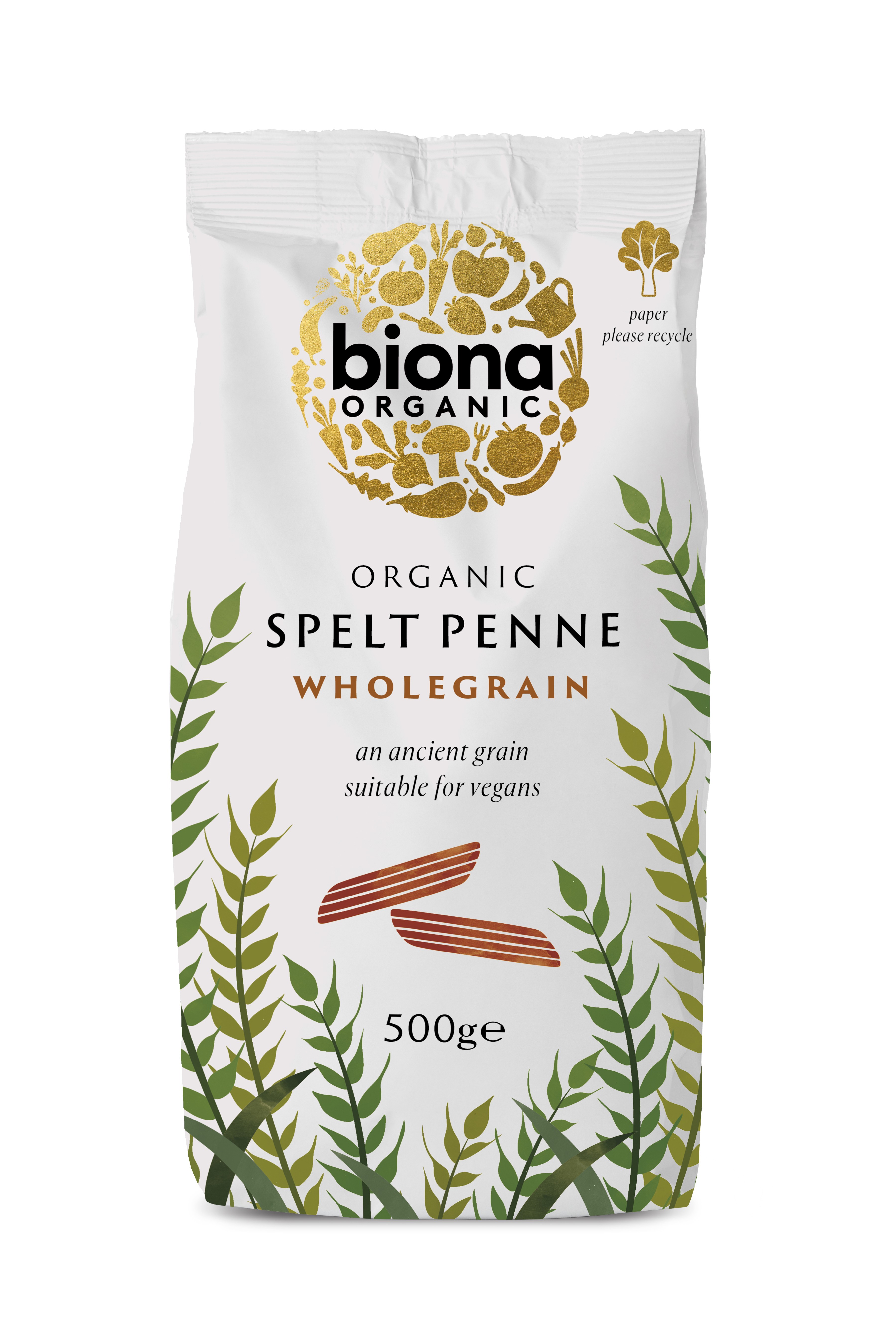 Penne din grau spelta integral eco 500g Biona