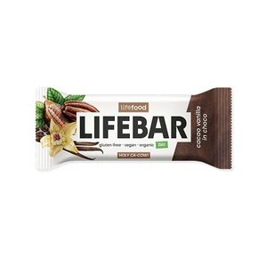 Lifebar baton cu cacao si vanilie in ciocolata raw bio 40g