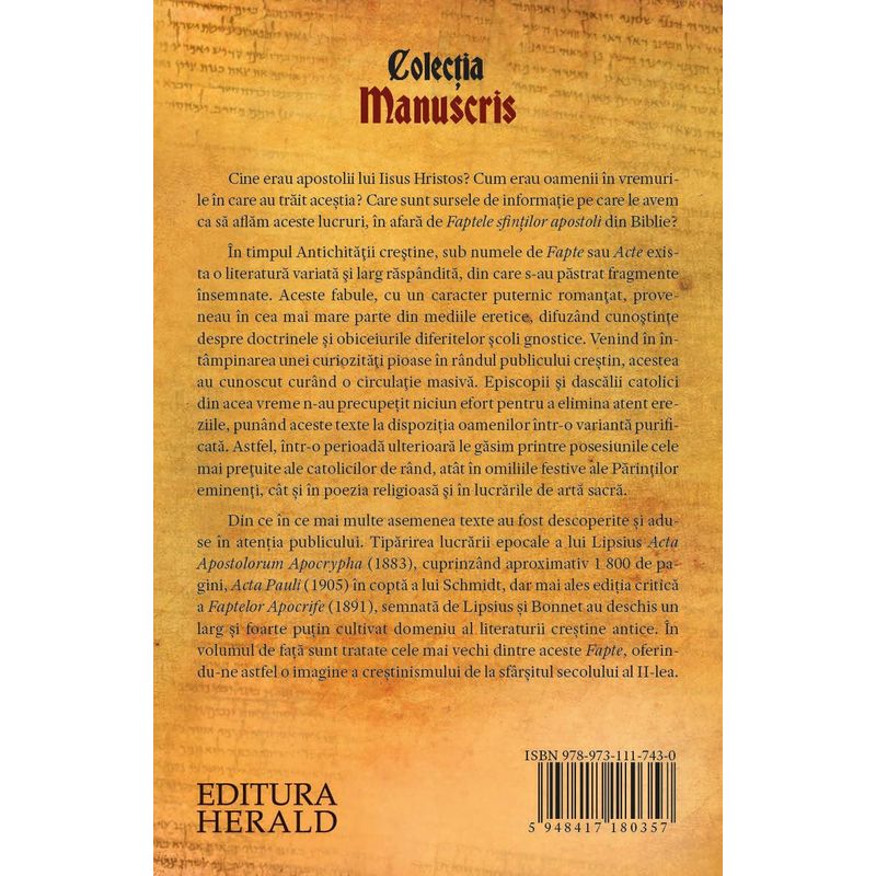Carti si Birotica - Carti - Religie - Faptele apocrife ale apostolilor Petru, Pavel, Ioan, Andrei si Toma - Infinity.ro