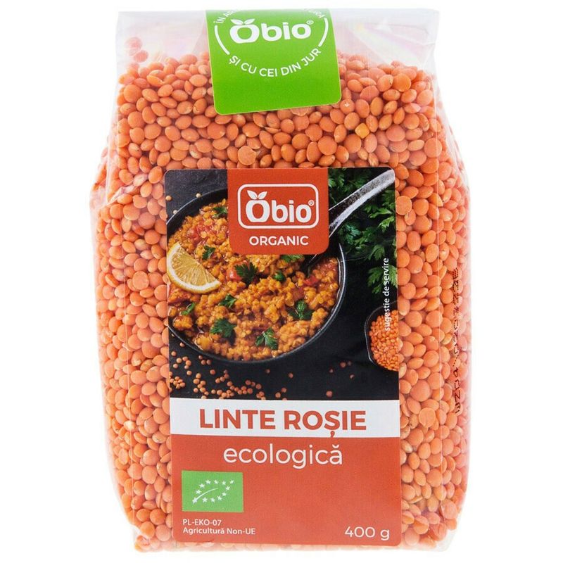 Market - Bacanie - Alimente de baza - Alte alimente si ingrediente - Linte rosie bio 400g Obio - Infinity.ro