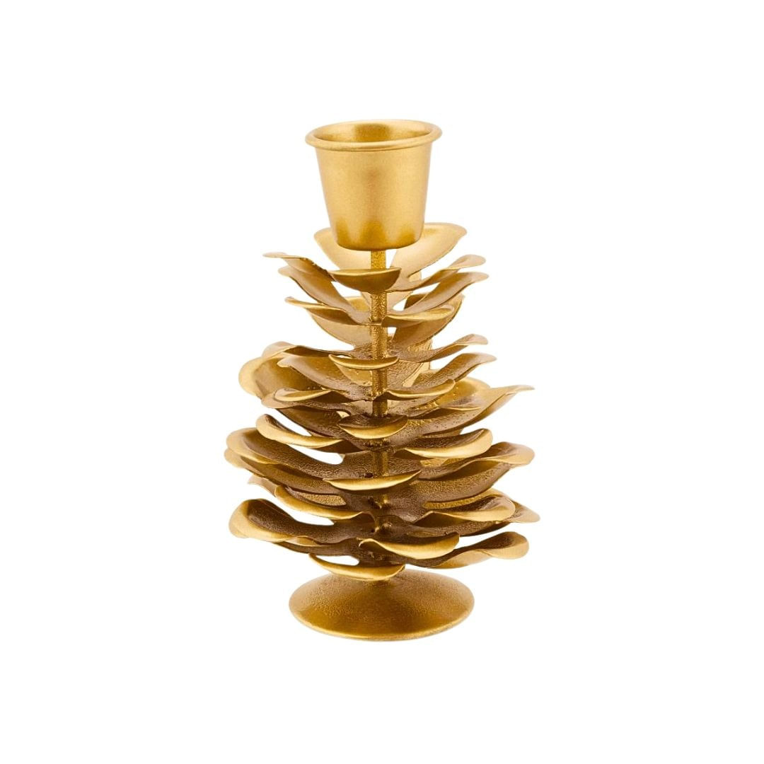 Suport pentru lumanari, din metal, Pip Studio, 11 cm, Gold, colectia Others