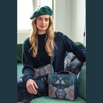 Fashion, accesorii si bijuterii - Femei - Accesorii femei - Genti si rucsacuri femei - Geanta Frances crossbody, Dark Blue, 25x9x21,5 cm, colectia Flores Felices - Infinity.ro