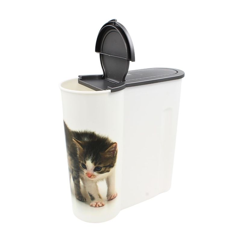 Petshop - Accesorii petshop - Castroane si adapatori - Cutie pentru depozitarea hranei animalelor, 4 litri - Model pisici - Infinity.ro