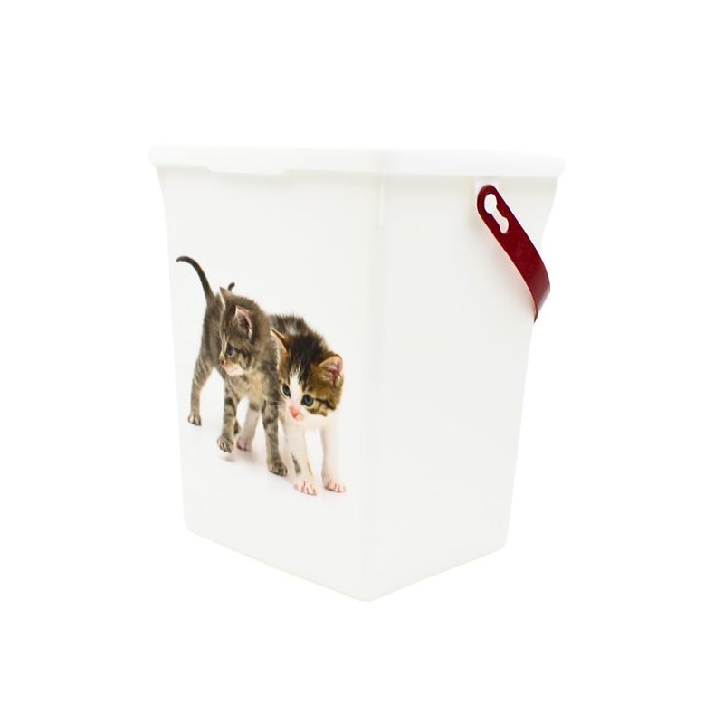 Petshop - Accesorii petshop - Castroane si adapatori - Cutie pentru depozitarea hranei animalelor, 5 litri - Model Pisici - Infinity.ro