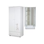 Casa si Gradina - Mobilier - Mobilier copii - Mobilier camera copiilor - Dulap camera copii bebelusi 2 usi Klups Safari Giraffe, Alb - Infinity.ro
