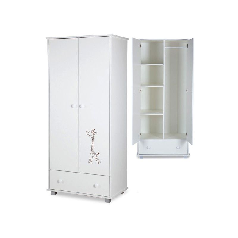 Casa si Gradina - Mobilier - Mobilier copii - Mobilier camera copiilor - Dulap camera copii bebelusi 2 usi Klups Safari Giraffe, Alb - Infinity.ro