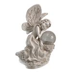 Casa si Gradina - Gradina si terasa - Decoratiuni exterior - Ornamente gradina - Decoratiune gradina, polirasina, lampa solara, inger, 12x15x22 cm - Infinity.ro