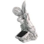 Casa si Gradina - Gradina si terasa - Decoratiuni exterior - Ornamente gradina - Decoratiune gradina, polirasina, lampa solara, inger, 12x15x22 cm - Infinity.ro