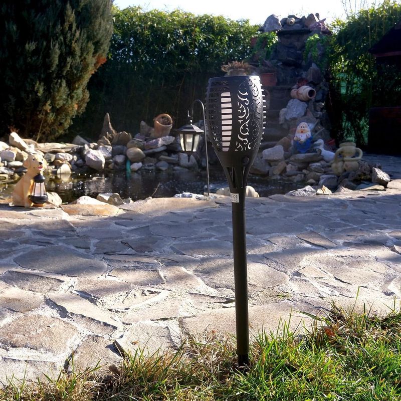 Casa si Gradina - Corpuri si surse de iluminat - Iluminat exterior - Lampi solare - Lampa solara pentru gradina, tip faclie, 12 LED, 10x88 cm - Infinity.ro