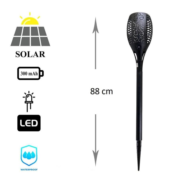 Casa si Gradina - Corpuri si surse de iluminat - Iluminat exterior - Lampi solare - Lampa solara pentru gradina, tip faclie, 12 LED, 10x88 cm - Infinity.ro