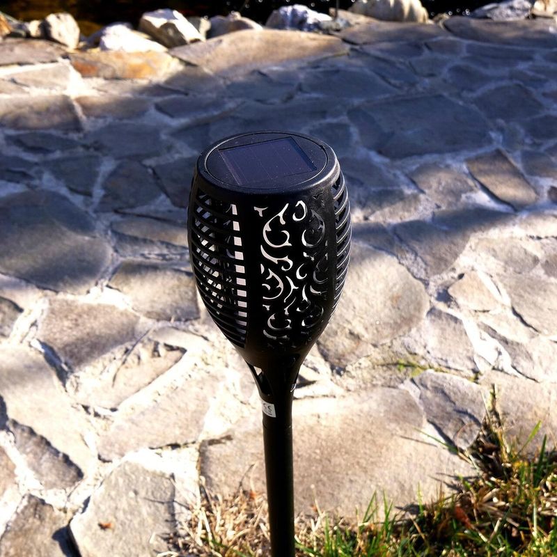 Casa si Gradina - Corpuri si surse de iluminat - Iluminat exterior - Lampi solare - Lampa solara pentru gradina, tip faclie, 12 LED, 10x88 cm - Infinity.ro