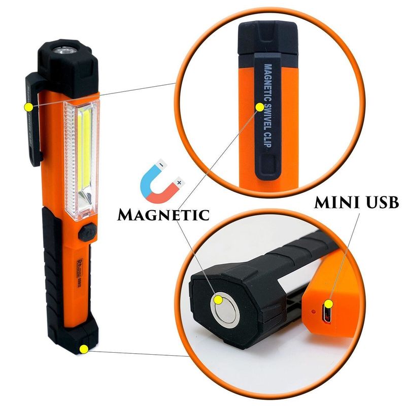 Casa si Gradina - Corpuri si surse de iluminat - Iluminat comercial si industrial - Proiectoare si lampi de lucru - Lanterna MINI de lucru, 145+60 lm LED, lampa portabila cu acumulator, 800 mAH, RICHMANN EXCLUSIVE - Infinity.ro