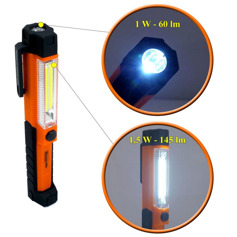 Casa si Gradina - Corpuri si surse de iluminat - Iluminat comercial si industrial - Proiectoare si lampi de lucru - Lanterna MINI de lucru, 145+60 lm LED, lampa portabila cu acumulator, 800 mAH, RICHMANN EXCLUSIVE - Infinity.ro