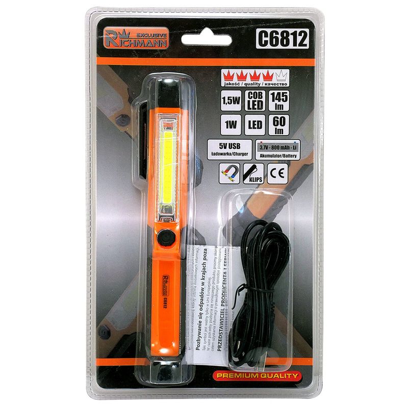 Casa si Gradina - Corpuri si surse de iluminat - Iluminat comercial si industrial - Proiectoare si lampi de lucru - Lanterna MINI de lucru, 145+60 lm LED, lampa portabila cu acumulator, 800 mAH, RICHMANN EXCLUSIVE - Infinity.ro