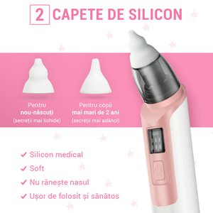 Aspirator nazal electric IMA Baby pentru bebelusi si copii silentios, 6 Trepte de Aspirare, Portabil, cu USB, 500mAh