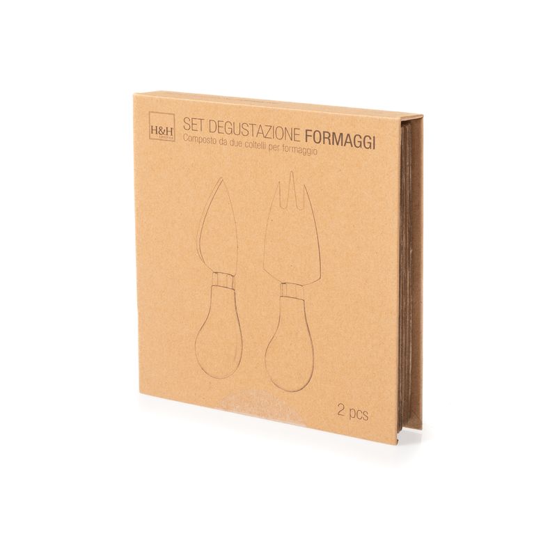 Casa si Gradina - Bucatarie si vesela - Vesela si tacamuri - Cutite si seturi de cutite - Set cutit si furculita pentru branzeturi, H&H, Inox& Lemn - Infinity.ro