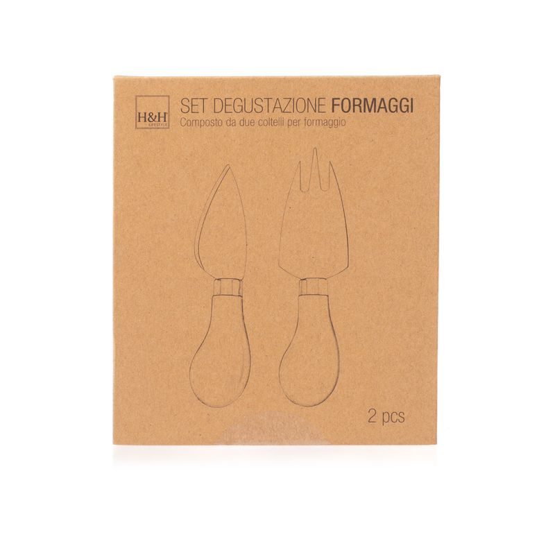 Casa si Gradina - Bucatarie si vesela - Vesela si tacamuri - Cutite si seturi de cutite - Set cutit si furculita pentru branzeturi, H&H, Inox& Lemn - Infinity.ro