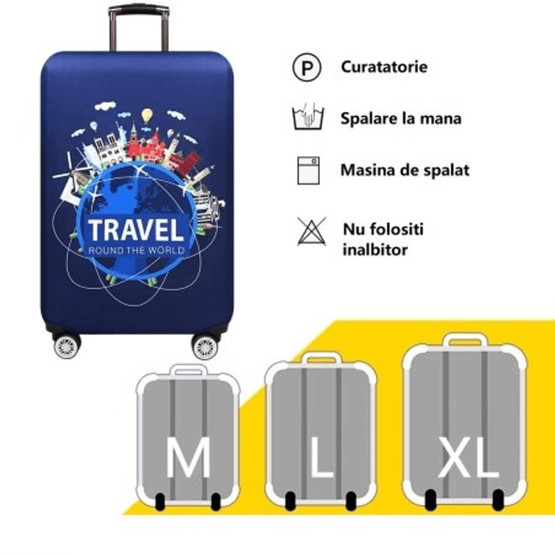 Sport si Outdoor - Articole de voiaj - Trolere - Husa pentru troler  marimea M, 24", model Travel, culoare Bleumarin MOAWAVE™ - Infinity.ro