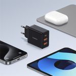 Laptop, Telefoane si Tablete - Telefoane mobile si accesorii - Accesorii Telefoane - Incarcatoare telefoane - Incarcator GaN, 2x USB, Type-C, Fast Charging, 30W - Baseus (P10111402113-00) - Negru - Infinity.ro