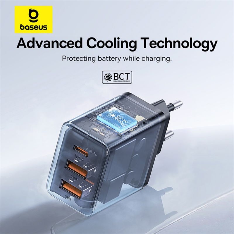 Laptop, Telefoane si Tablete - Telefoane mobile si accesorii - Accesorii Telefoane - Incarcatoare telefoane - Incarcator GaN, 2x USB, Type-C, Fast Charging, 30W - Baseus (P10111402113-00) - Negru - Infinity.ro