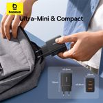 Laptop, Telefoane si Tablete - Telefoane mobile si accesorii - Accesorii Telefoane - Incarcatoare telefoane - Incarcator GaN, 2x USB, Type-C, Fast Charging, 30W - Baseus (P10111402113-00) - Negru - Infinity.ro