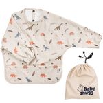 Jucarii, Copii si Bebe - Hrana si alaptare - Biberoane, suzete si accesorii hranire - Articole hranire bebelusi - Baveta impermeabila cu maneci lungi BabySnugg, 6-36 luni, Dino - Infinity.ro