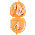 Jucarii, Copii si Bebe - Igiena si ingrijire - Accesorii ingrijire copii - Alte accesorii - Set ingrijire bebe, kit 6 in 1 Babysnugg, Portocaliu - contine foarfeca, unghiera, pila, penseta, termometru apa si betisor ureche cu luminita - Infinity.ro