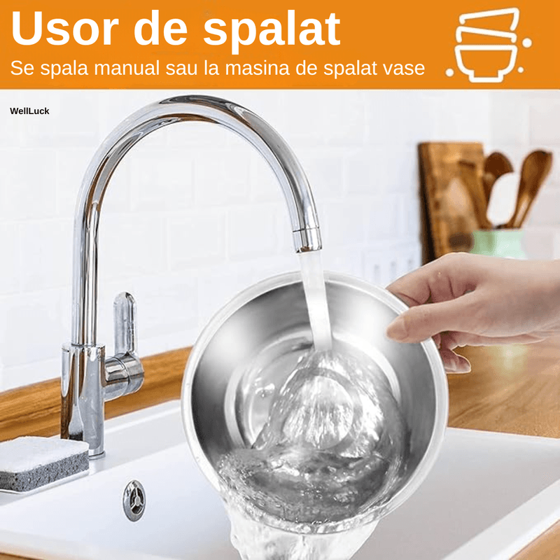 Petshop - Accesorii petshop - Castroane si adapatori - Bol Dublu pentru Caini si Pisici WellLuck®, Recipiente Metalice Detasabile, Material Plastic si Bol Inox, Albastru - Infinity.ro