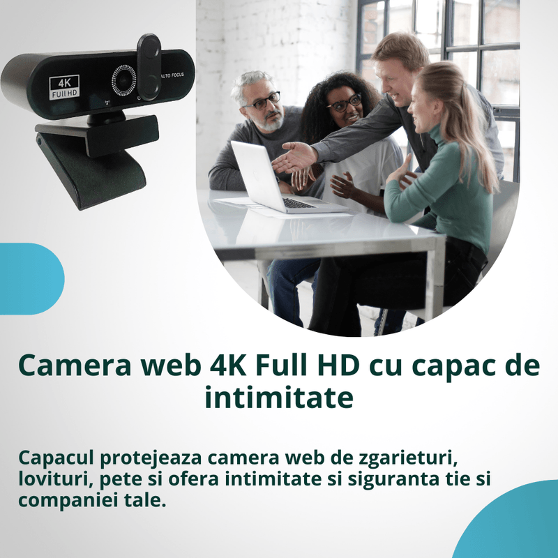 PC, gaming si accesorii - Periferice PC - Camere Web - Camera Web ULTRA HD 4K MAROVIO®, Rezolutie 3840x2160 30 fps, 8 MP, Microfon Incorporat, Reducere Zgomot, Auto Focus,COMS - Infinity.ro