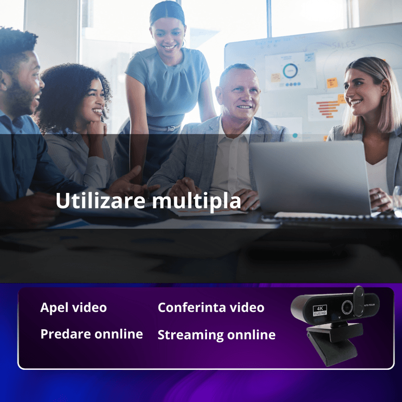 PC, gaming si accesorii - Periferice PC - Camere Web - Camera Web ULTRA HD 4K MAROVIO®, Rezolutie 3840x2160 30 fps, 8 MP, Microfon Incorporat, Reducere Zgomot, Auto Focus,COMS - Infinity.ro
