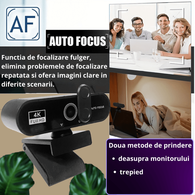 PC, gaming si accesorii - Periferice PC - Camere Web - Camera Web ULTRA HD 4K MAROVIO®, Rezolutie 3840x2160 30 fps, 8 MP, Microfon Incorporat, Reducere Zgomot, Auto Focus,COMS - Infinity.ro
