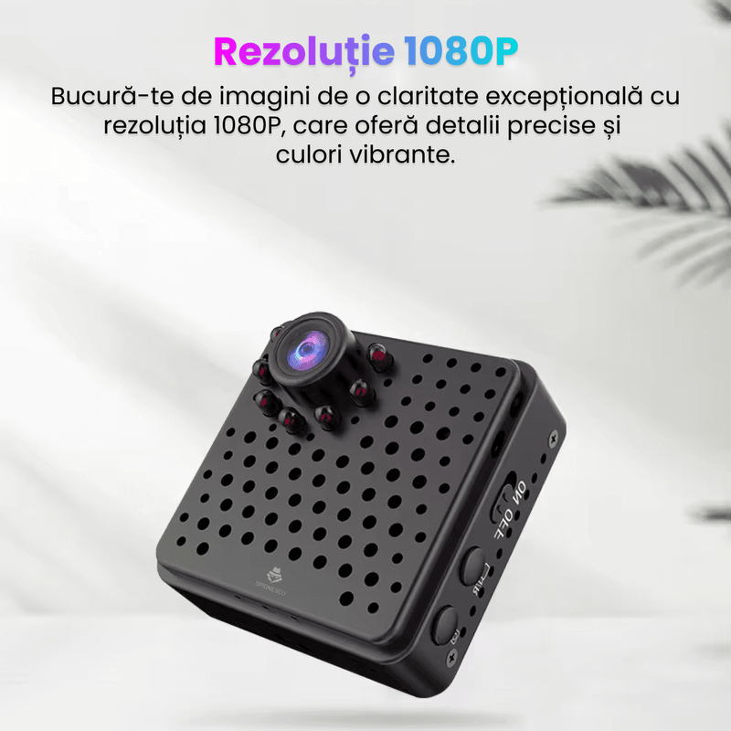 Laptop, Telefoane si Tablete - Wearables si gadgeturi - Gadgeturi - Dispozitive spionaj - Mini camera de supraveghere, WIFI, 1080P, vedere nocturna, unghi 155°, senzor miscare, alarma APP, autonomie 6 ore - Infinity.ro
