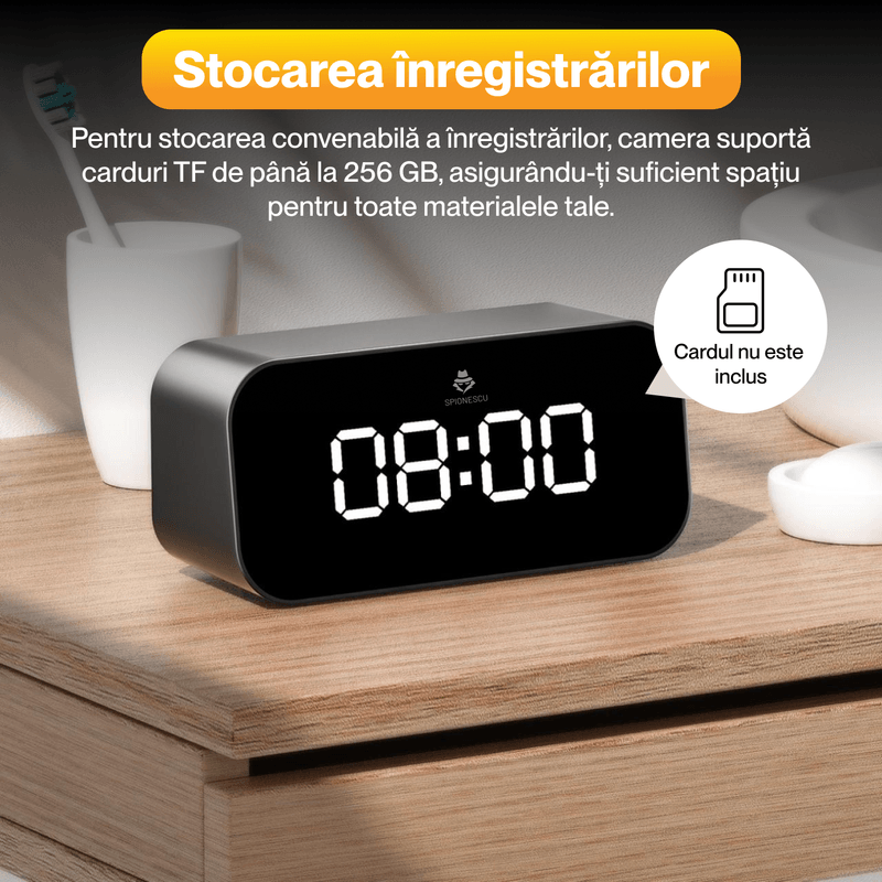 Laptop, Telefoane si Tablete - Wearables si gadgeturi - Gadgeturi - Dispozitive spionaj - Ceas spion cu camera ascunsa 4K, TC100, WIFI, unghi de 166°, vedere nocturna, detectarea miscarii, autonomie 4 ore - Infinity.ro