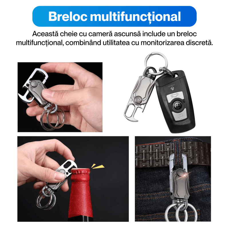 Laptop, Telefoane si Tablete - Wearables si gadgeturi - Gadgeturi - Dispozitive spionaj - Cheie auto spion cu camera ascunsa si breloc, K800, 4K, unghi de vizualizare 75°, baterie 900 mAh, autonomie 2 ore - Infinity.ro