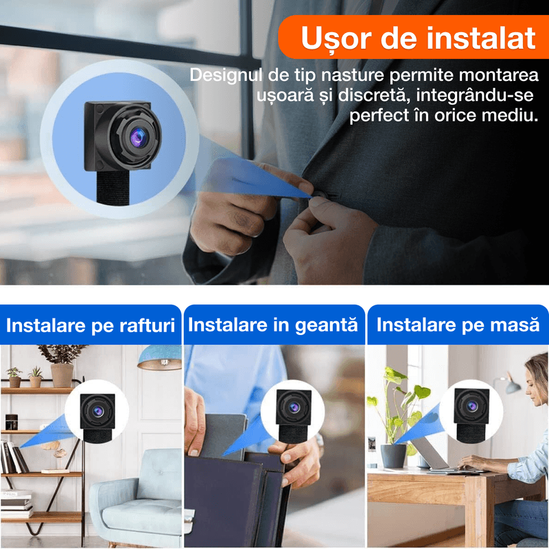 Laptop, Telefoane si Tablete - Wearables si gadgeturi - Gadgeturi - Dispozitive spionaj - Camera ascunsa tip nasture, V4A, WIFI, 1080P, detectarea miscarii, inregistrare ciclica, acces de la distanta, - Infinity.ro