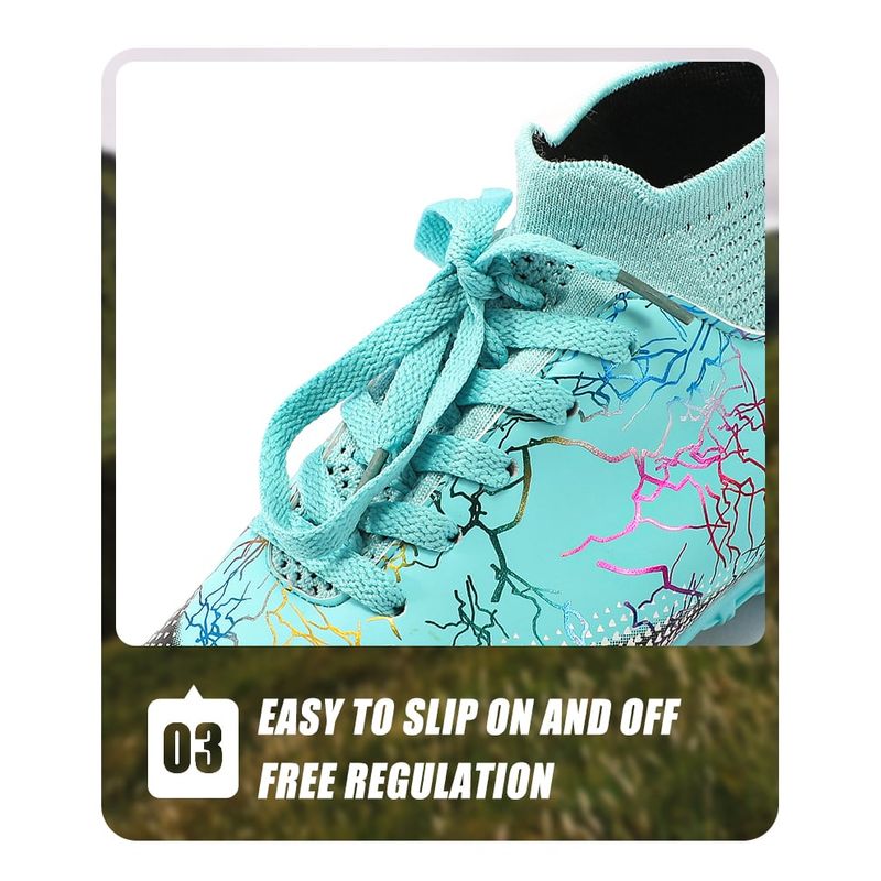 Sport si Outdoor - Echipament Sportiv - Incaltaminte sport - Pantofi sport - Ghete de fotbal copii MBrands, 7.6 cu glezniera pentru teren sintetic, turcoaz 35 - Infinity.ro