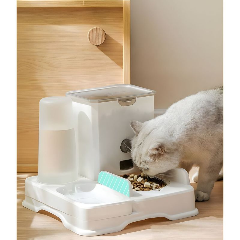 Petshop - Accesorii petshop - Alte accesorii petshop - Hranitor 2 in 1, Apa si mancare,Pentru pisici si caini,Cu bol din otel inoxidabil,Capacitate mare de 4L,Usor de curatat, - Infinity.ro