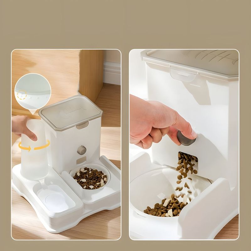 Petshop - Accesorii petshop - Alte accesorii petshop - Hranitor 2 in 1, Apa si mancare,Pentru pisici si caini,Cu bol din otel inoxidabil,Capacitate mare de 4L,Usor de curatat, - Infinity.ro