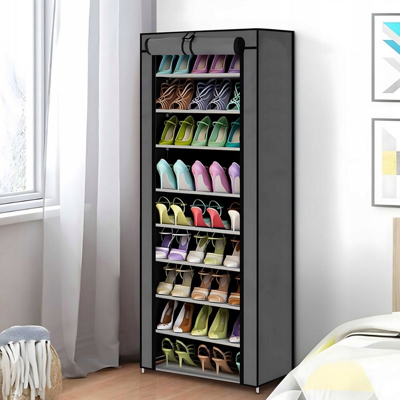 Casa si Gradina - Mobilier - Organizare si depozitare - Organizatoare pentru sertare si dulapuri - Organizator depozitare pantofi, XXL, textil, 10 rafturi, XXL, gri - Infinity.ro