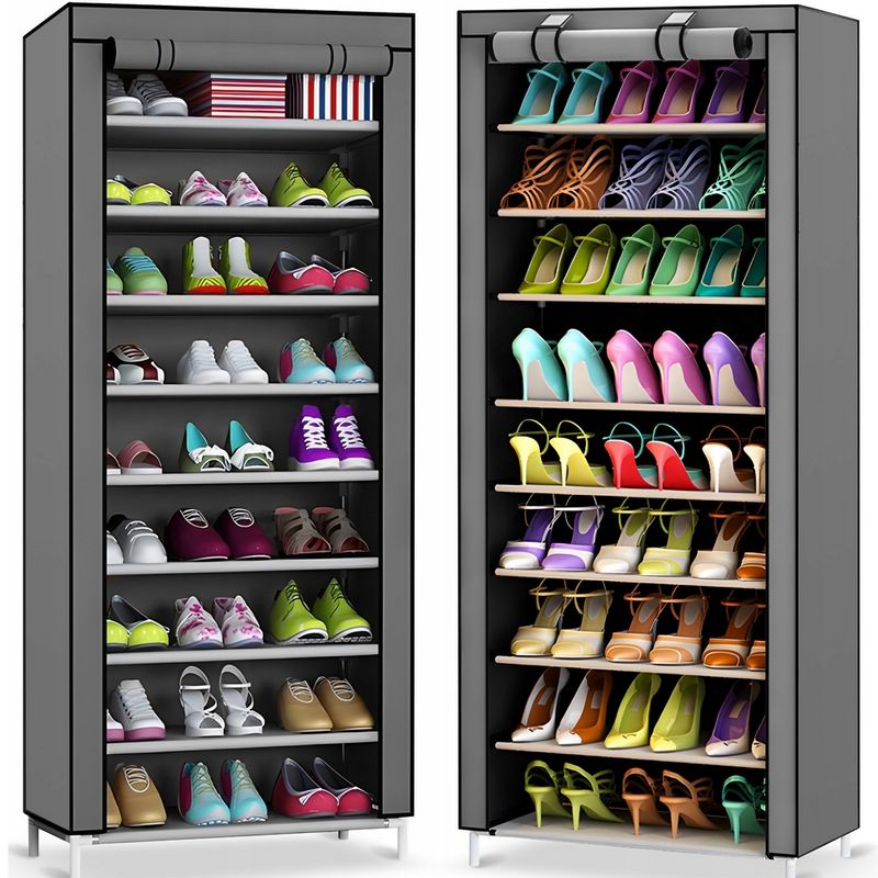 Casa si Gradina - Mobilier - Organizare si depozitare - Organizatoare pentru sertare si dulapuri - Organizator depozitare pantofi, XXL, textil, 10 rafturi, XXL, gri - Infinity.ro