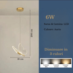 Casa si Gradina - Corpuri si surse de iluminat - Lustre si pendule - Lustra LED, o surse de lumina, forma de fluture, Lumina calda, neutra si rece, Dormitor, Bucatarie, Camera Copii, Auriu - Infinity.ro