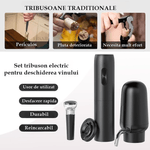 Casa si Gradina - Bucatarie si vesela - Accesorii bar - Tirbusoane si dopuri - Tirbuson reincarcabil, 4 in 1, aerator si dozator electric, accesoriu de taiat folie, dop cu pompa vid, USB, Negru - Infinity.ro