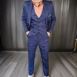 Fashion, accesorii si bijuterii - Barbati - Imbracaminte - Costume barbati - Costum barbati Mbrands bleumarin cu 3 piese, inchidere 1 nasture L - Infinity.ro