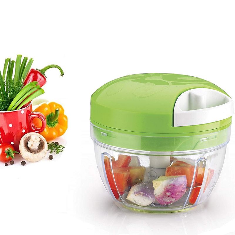 Casa si Gradina - Bucatarie si vesela - Ustensile bucatarie - Feliatoare si taietoare manuale - Tocator Manual MRG MJD102, Lame Otel, Pentru legume si fructe, Verde - Infinity.ro