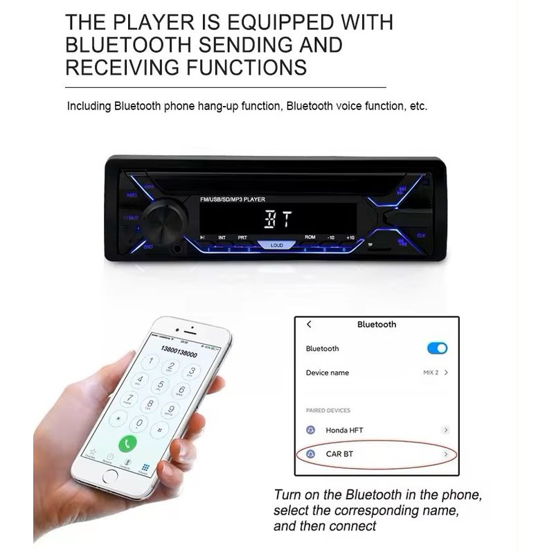 Auto si Moto - Electronice auto - Multimedia auto - Casetofon Auto MRG M5258, 1 DIN, Bluetooth, Telecomanda, Display LCD RGB - Infinity.ro
